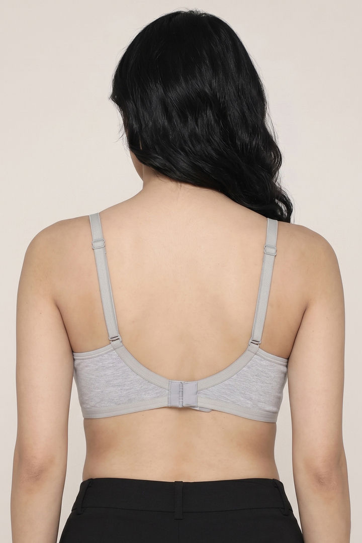Zivame Everyday Double Layered Non Wired 3/4th Coverage T-Shirt Bra - Grey Melange — image 3